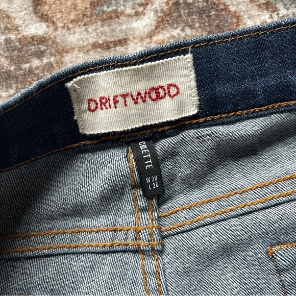 Driftwood Colette Embroidered Cuff Crop Jeans Blue Denim - Picture 4 of 6